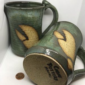 Pair of Cabin Pottery, Maine mugs